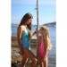 shiny swimsuit Louise metallic turquoise girls Ibiza